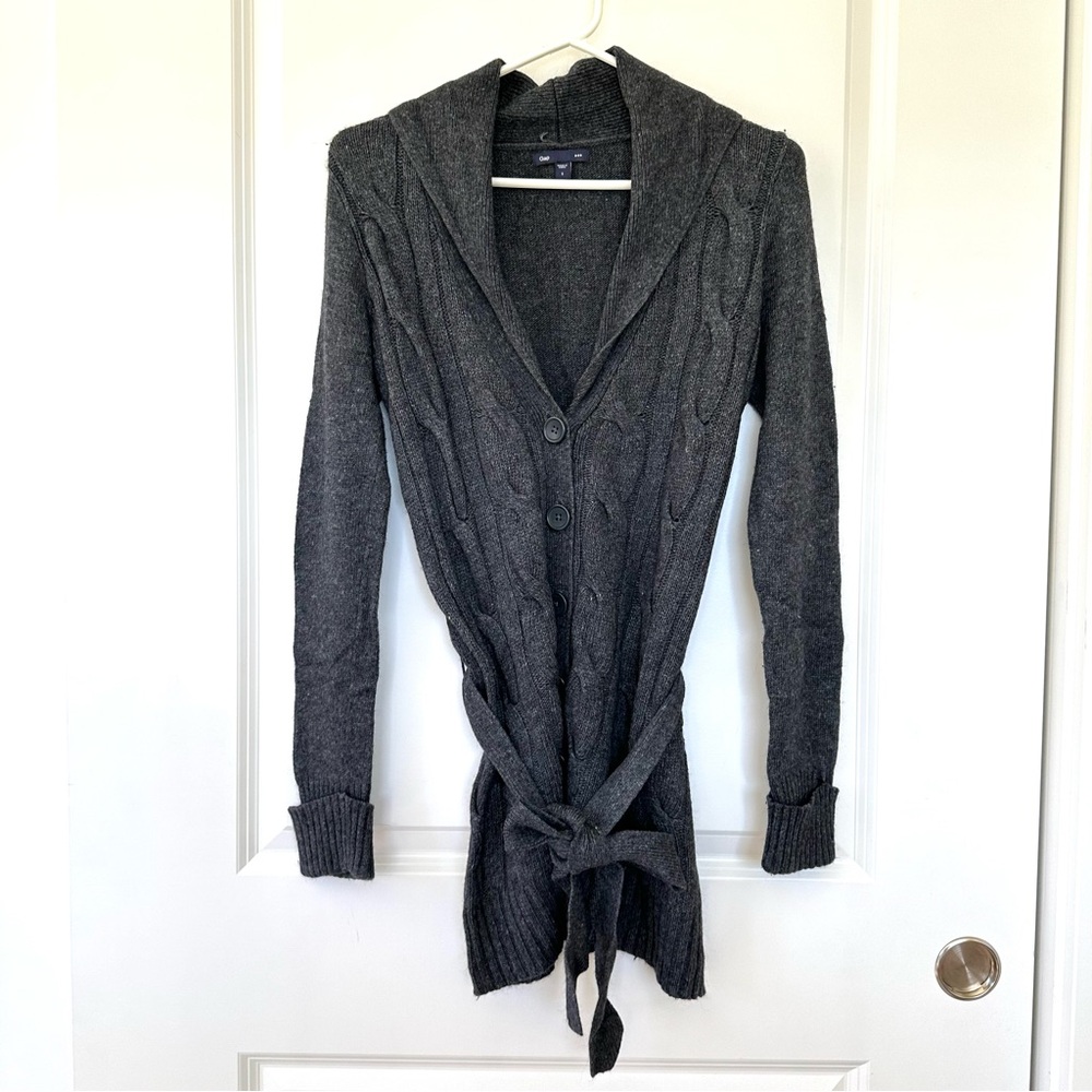 Vintage 2009 Gap Factory Cable Knit Tie Cardigan